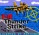 F-18 Thunder Strike title screen for GameBoy Color